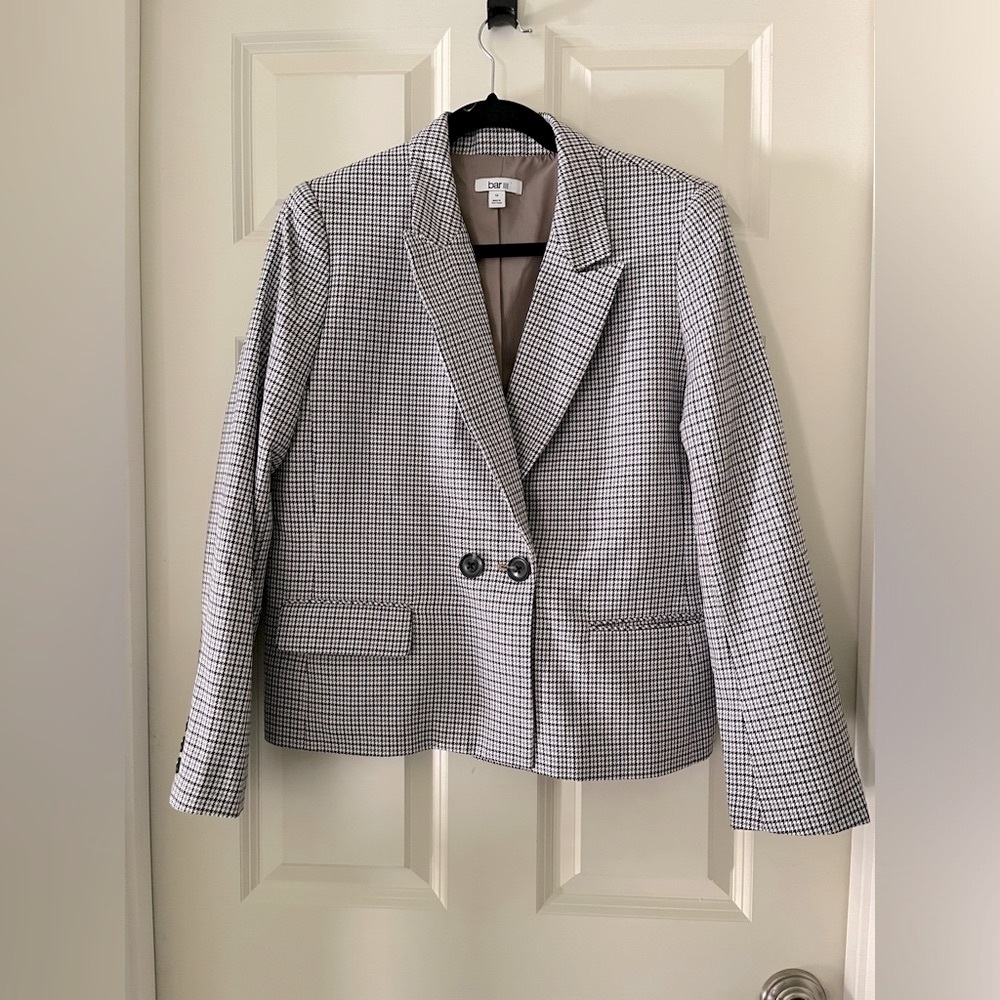 Bar 111 one button plaid blazer black/brown/off white color: DESERT SAN size 12